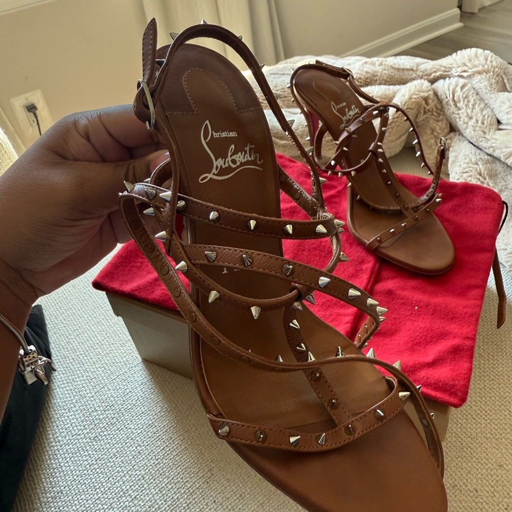 Christian Louboutin Tan Studded Heels
